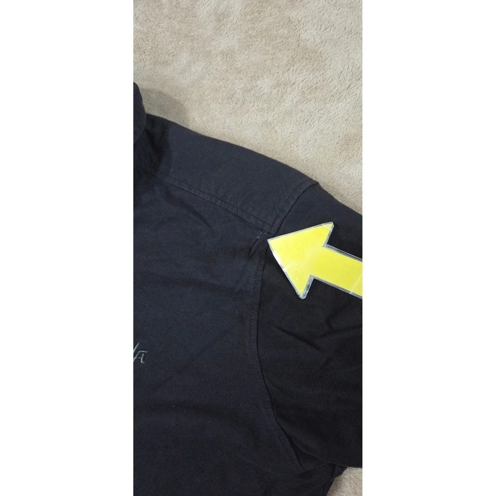 YoungLA Slim Fit Shirt Size Large Black  Button Up Cotton Short Sleeve Casual